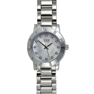 Ladies silver mini branded bezel watch